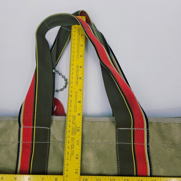 Y2K Kipling Conor Military Green Canvas Large Tote Bag Double Handle & bag charm - Picture 6 of 12